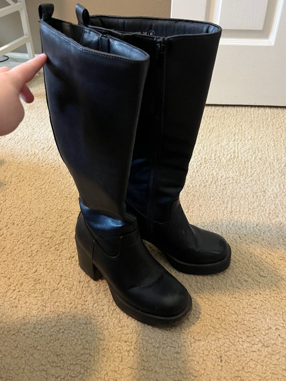 Windsor Tall Black Platform Boots | Size 6